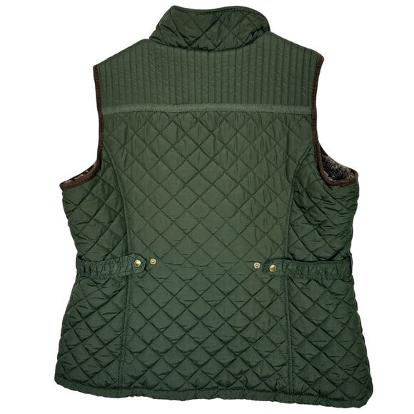 Weatherproof Vest Women XXL Olive Green Quilted Faux Fur Lined Full-Zip Classic - Picture 2 of 11
